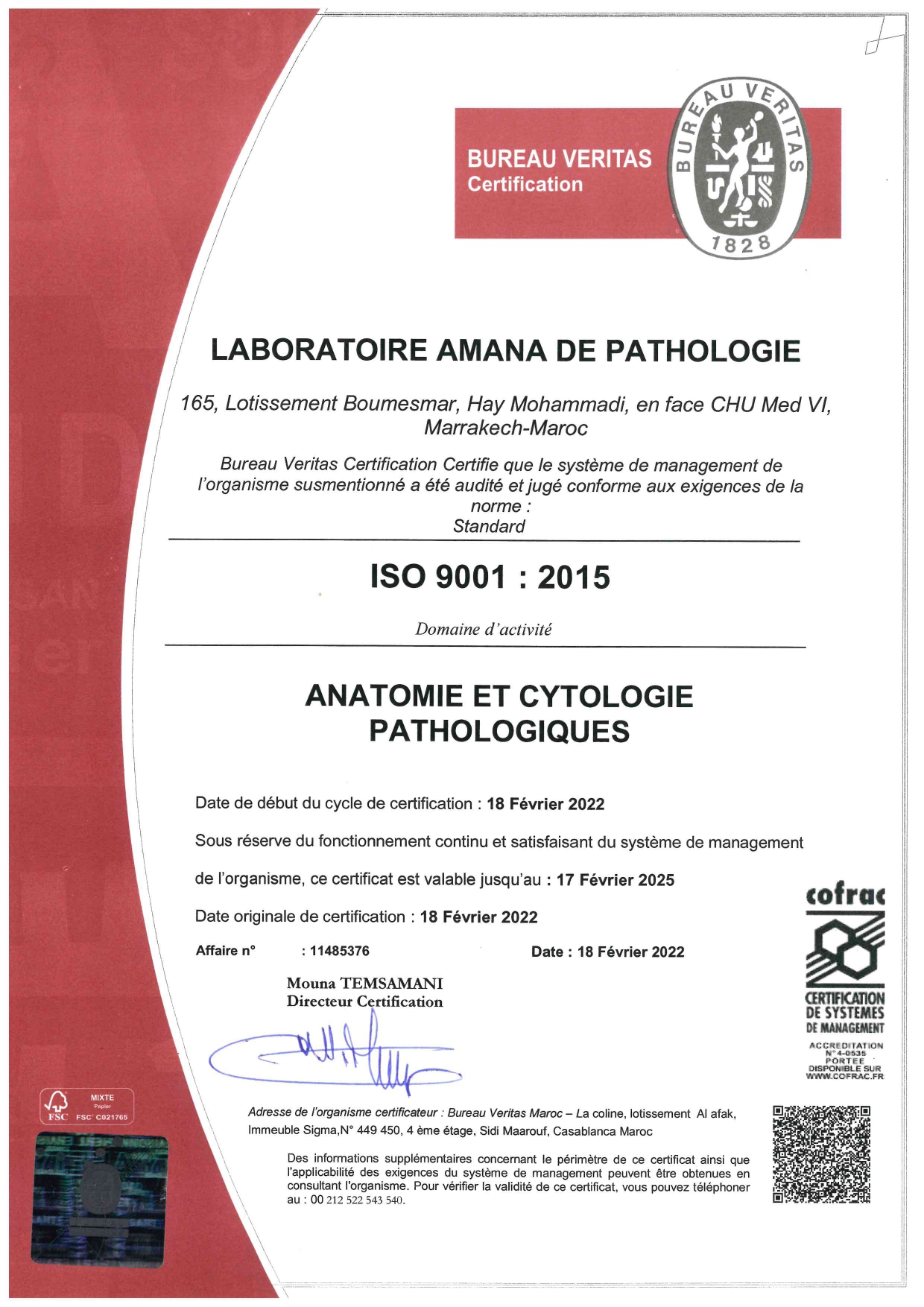Doorzichtig Haast je verfrommeld Engagement qualité - Laboratoire Amana pathologie
